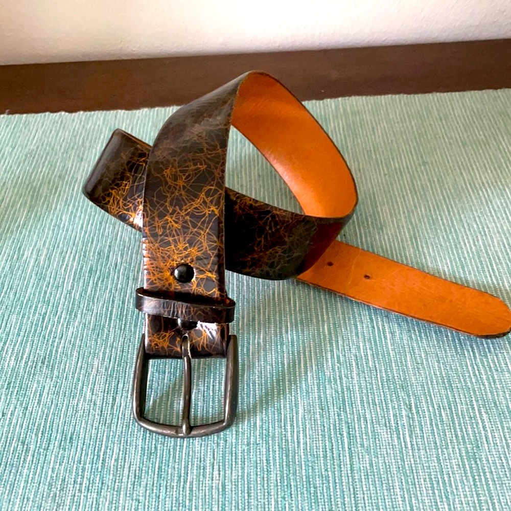 90’s Vintage Elaine Coyne Artsy Fine Leather Belt Goldspun